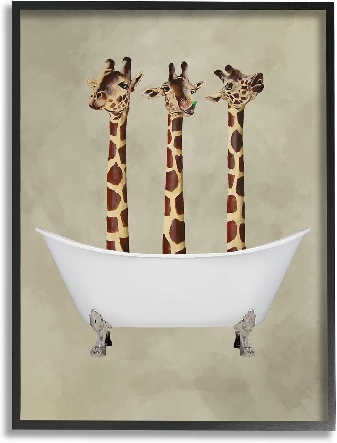Stupell Industries 'Three Giraffes In A Bathtub', Canvas Art, 24 x 30 Inches, Easy to Hang and Sturdy, Made in USA, by Coco de Paris