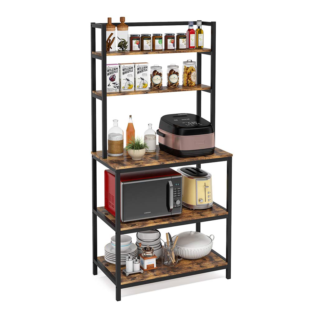 Tribesigns Cocina Baker's Rack Soporte para Horno microondas Especias Utensilios Cocina Estante de Almacenamiento Estante Independiente Organizador Industrial de 5 Niveles by
