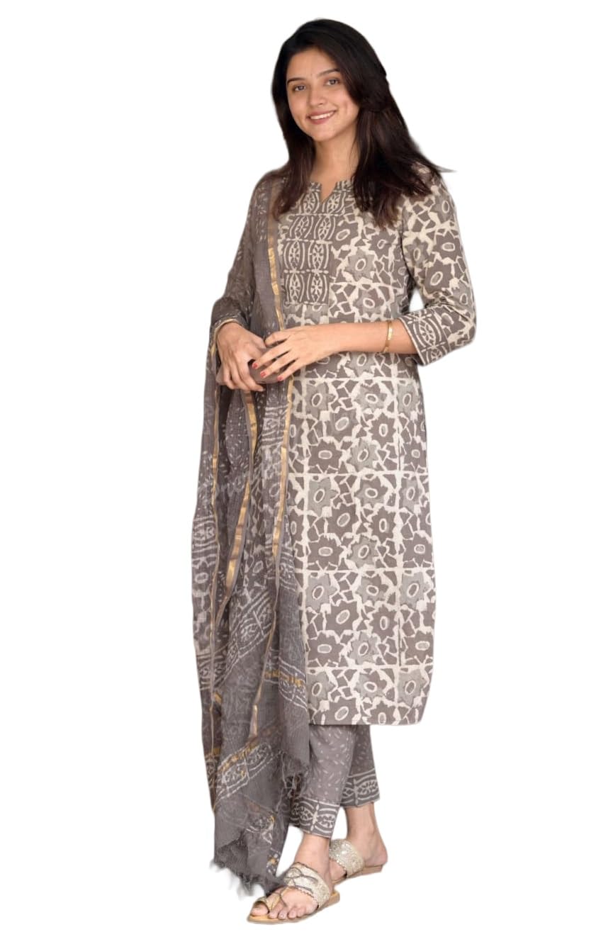 klosia Women's Printed Straight Kurta and Pant with Dupatta Set-picture-17