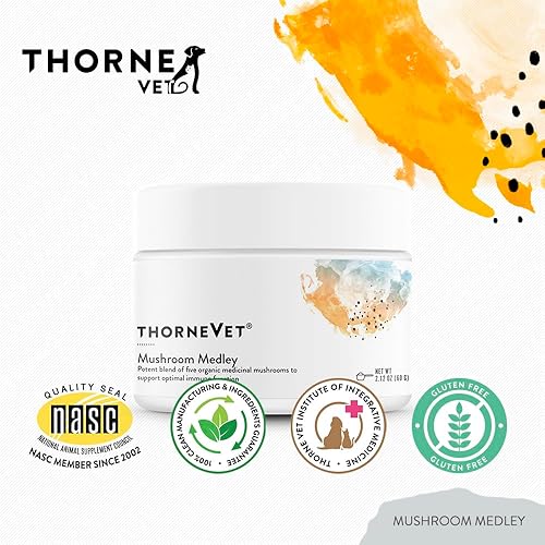 Miniatura 7 de ThorneVet Medley de hongos para perros – Apoyo al sistema inmunológico más antioxidantes – con Reishi, cola de pavo, Cordyceps, Maitake y hongos