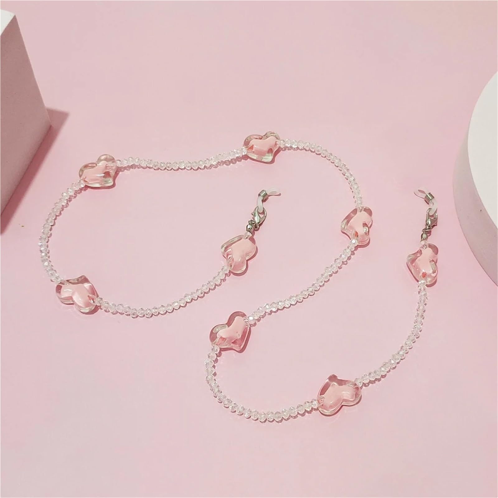 Chaîne De Lunettes Soleil 2 Pièces, Masque En Cristal Rose Pour lunettes | Accessoires de lunettes for femmes, cordon de sangles for lunettes