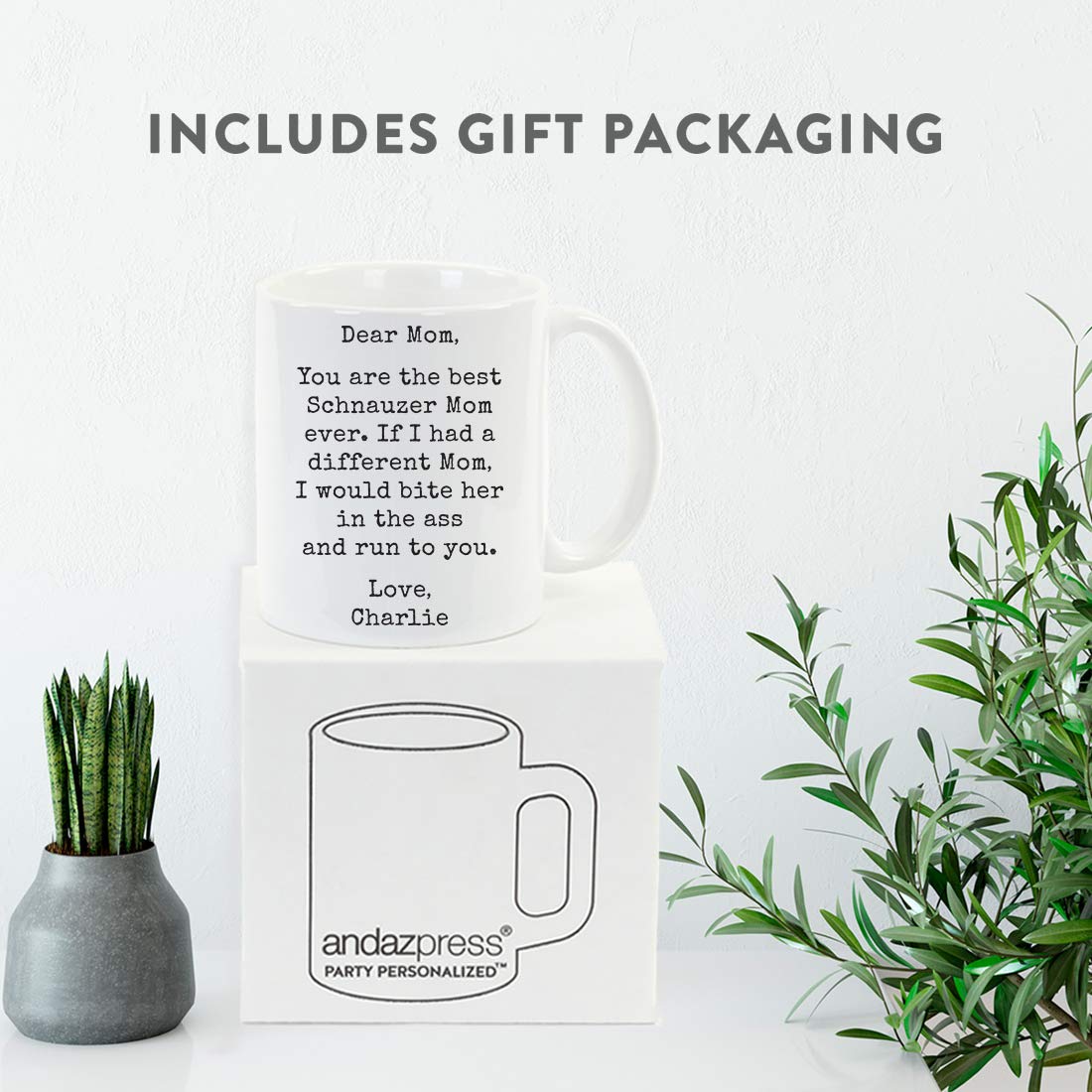 Funny Dog Mom Coffee Mug - Personalized For Black Lab Owners, 11oz Ceramic Mug With Gift Box ("Bite In The Ass & Run To You")