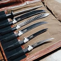Vista 5 de MEAT! Butcher Knife Set with 6 Pieces, Stainless Steel Blade, Full Tang Construction, Non-Slip Handle, For Meat Processing, Cooking, and Kitchen