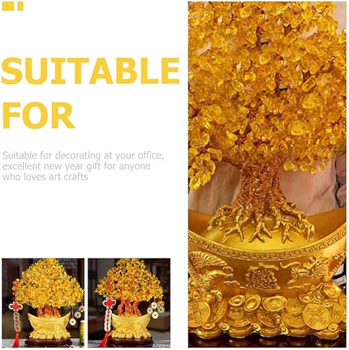 Miniatura 7 de Árbol de cristal para el dinero, Feng Shui, bonsái para fortuna dinero, riqueza, prosperidad y éxito, árbol de piedras preciosas de citrino para