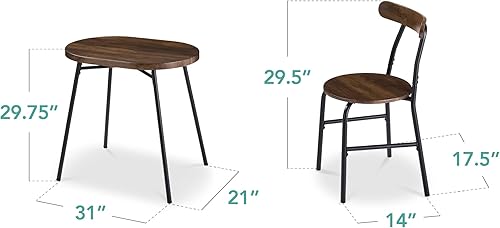 Miniatura 7 de Best Choice Products Juego de mesa de comedor ovalada moderna de 3 piezas, comedor de cocina pequeño con 2 sillas, marco de metal, respaldos curvos,