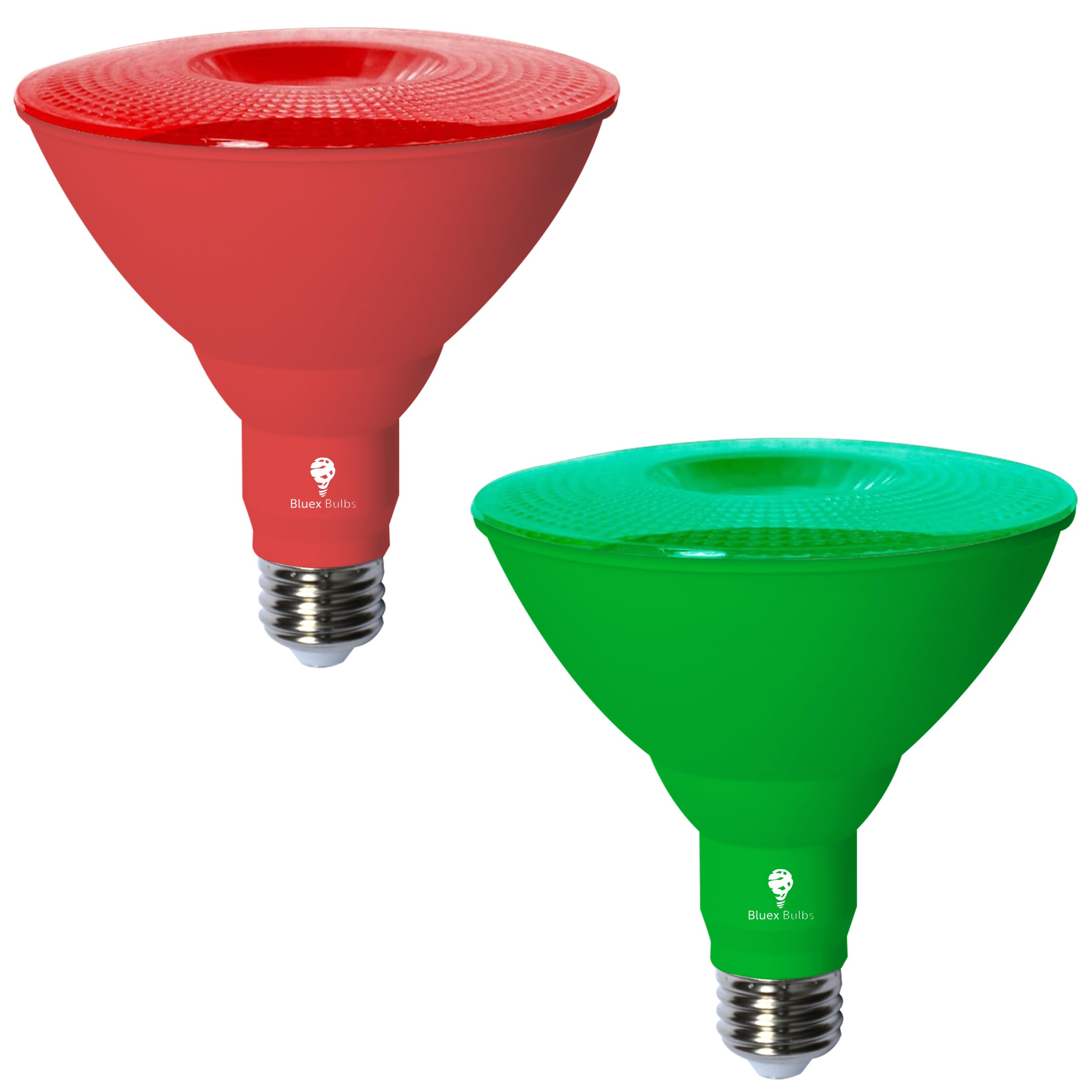 Bluex Bulbs Par38 LED Flood Light Bulb - 18W (120Watt Equivalent) - Dimmable - E26 Base - LED Lights, Party Decoration, Porch, Home Lighting, Holiday Lighting, Flood Lights (Red+Green, 2 Pack)