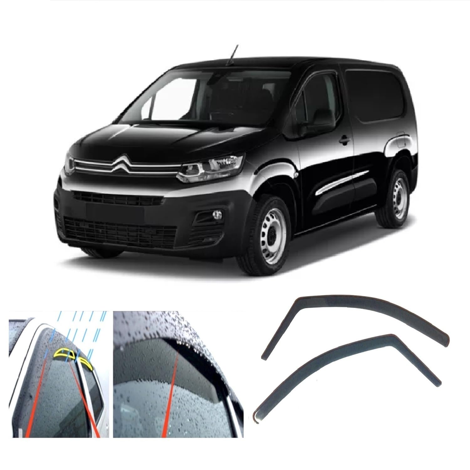 Lot de 2 Déflecteur D'air Compatible avec Citroën Berlingo III 3 Peugeot Rifter Partner Opel Combo Toyota ProAce City 2018 - présent