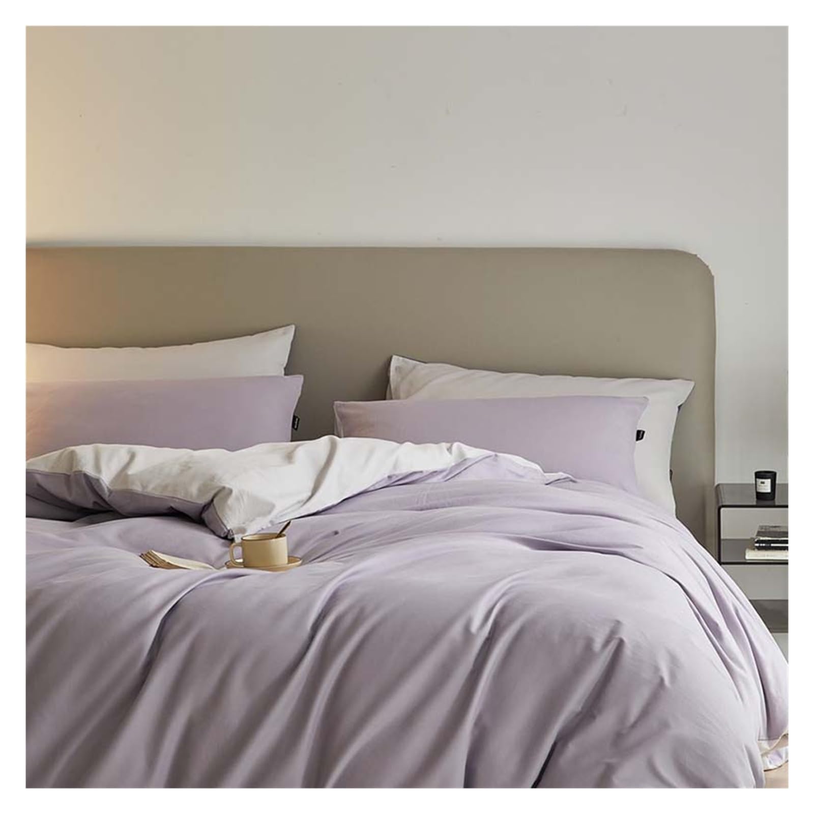 Housse de couette 100% coton lavé 220x240 cm avec ses 2 taies d'oreiller confortables
