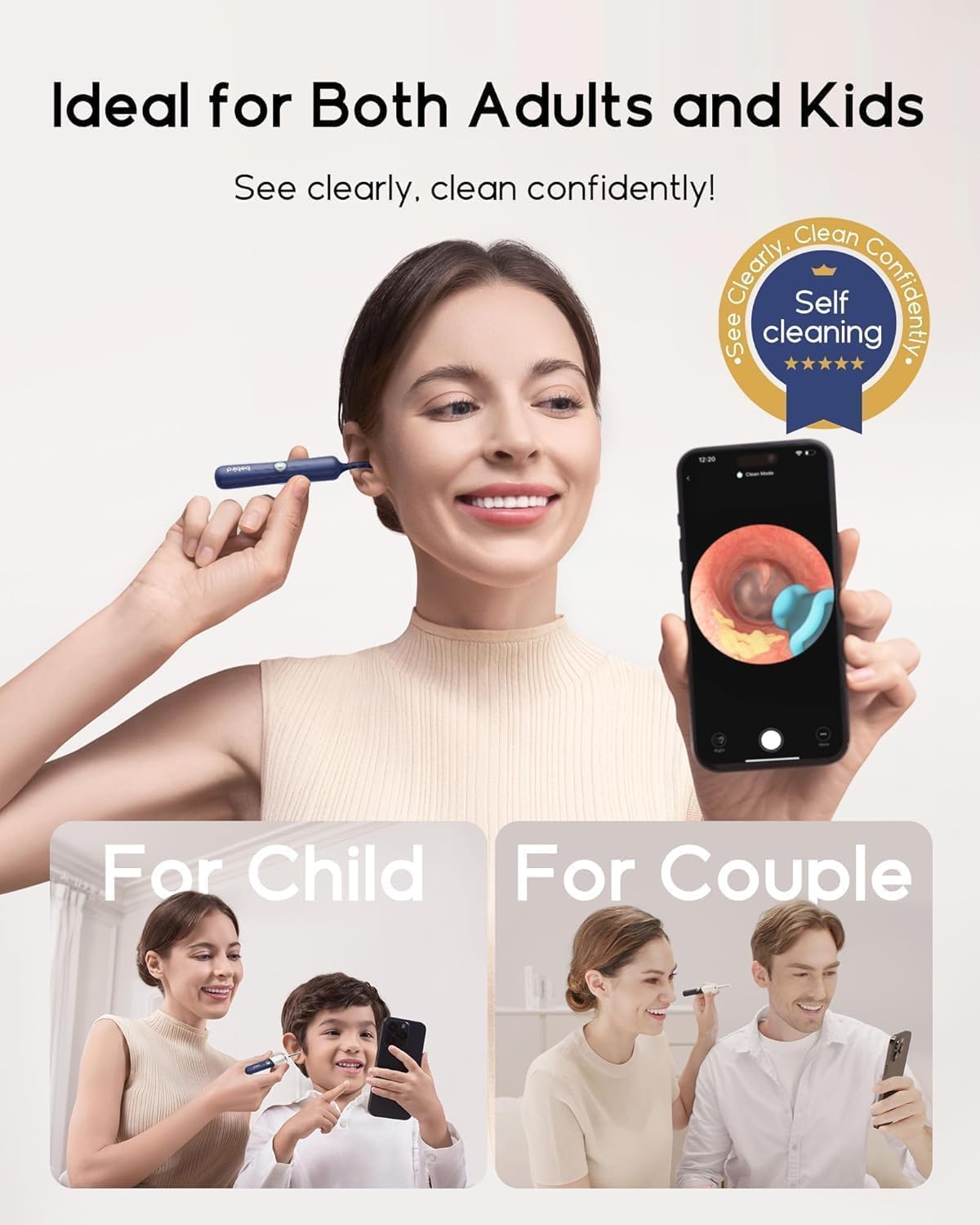 SELLASTIC Ear Cleaner Tool Kit, Ear Wax Removal with HD Camera & WiFi Connection, Flexible Otoscope Camera Light for iOS & Android, Safe Ear Cleaning for Adults & Baby - 1 Year Warranty — Amazon image 5