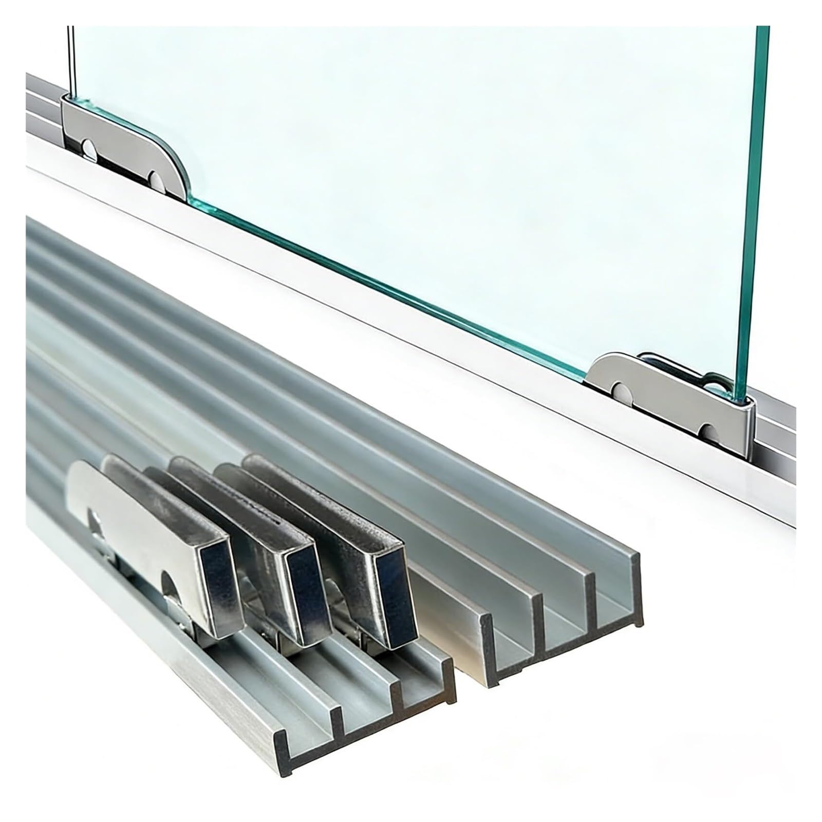 Rilpguyfxsn 120Cm(47") Aluminium Triple Sliding Door Fitting Set With Rail For Cupboard Display Cabinet And Fly Screen Doors (120 Cm (47 Inches))