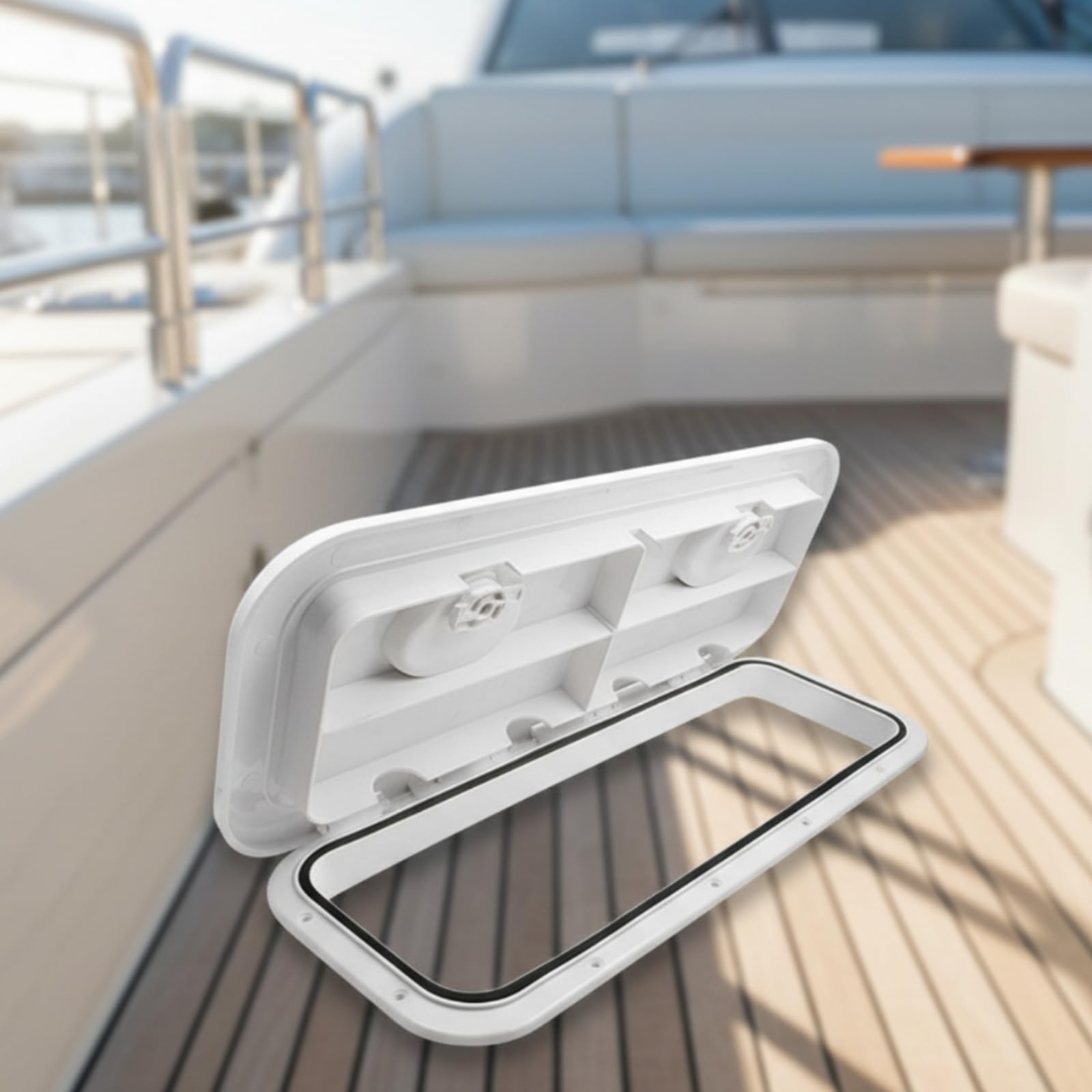 Sportello Botola Nautica Coperchio Ponte Barca Portello Ispezione con Guarnizione in Fibra di Vetro Cornice Preinstallata E Angoli Arrotondati Apertura Rapida Adatto a Sottocoperta | Impermeabile, Rettangolare, Passauomo, per Coperta