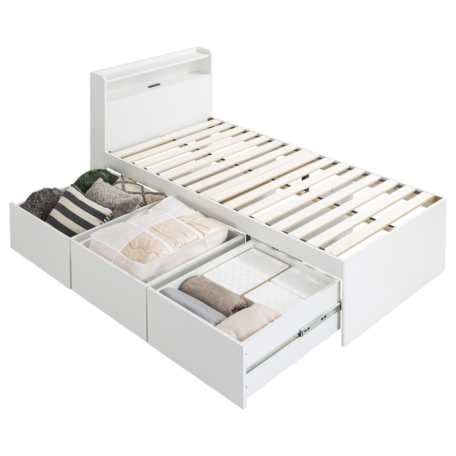 Amazon｜三栄コーポレーション 収納付きベッド シングル ベッド