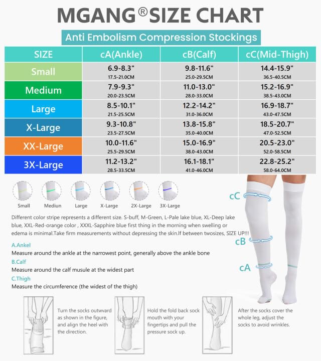 Image of Anti Embolism Compression Stockings 15-20mmHg, Medical Grade White Support Hose with Non-Slip Silicone, Thigh High TED Hose Socks for Post-Surgery Recovery, Bedridden Patients, DVT Prevention, L