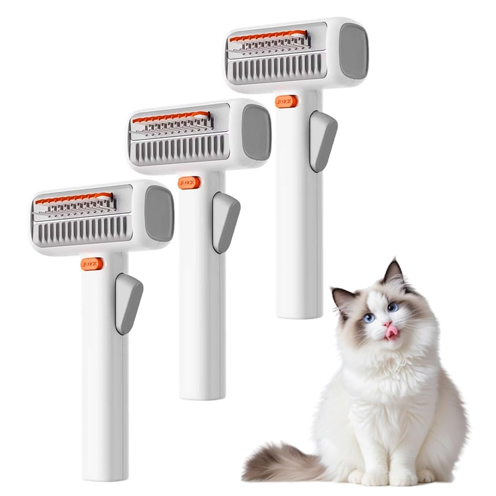 2-in-1 Haustier Selbstlösende & Pflege Kamm, 2026 Neue Hunde & Katzen Deshedding Werkzeug, Untermantel Rake & Pinsel, für lange oder kurze Haare, Entfernt Matten, Verwirrung & lose Fell 3pcs