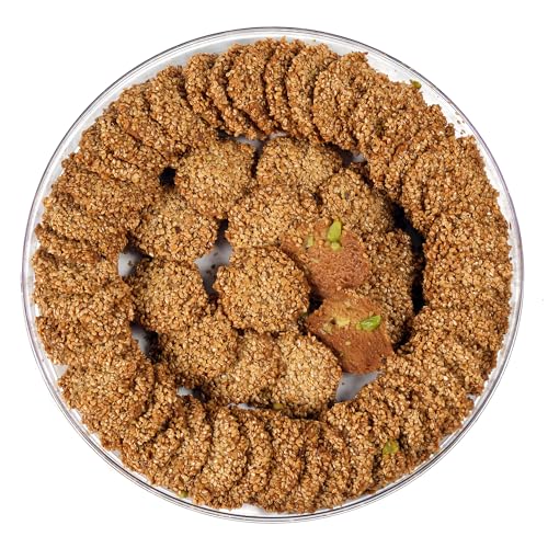 Eastanbul Barazek, 12.35oz, Barazek with Sesame Cookies, Lebanese Sweets, Pistachio Cookies, Sesame Snaps, Middle Eastern Sweets, Sesame Cookies, Eid Cookies, Classic Barazek with Pistachio