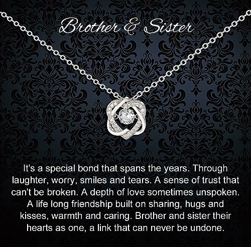 Brother and Sister Gifts, Sterling Silver Two Interlocking Infinity Heart Necklace, Gift for Sister Birthday Gifts From Brother To Christmas Gift for Little Big Sisters