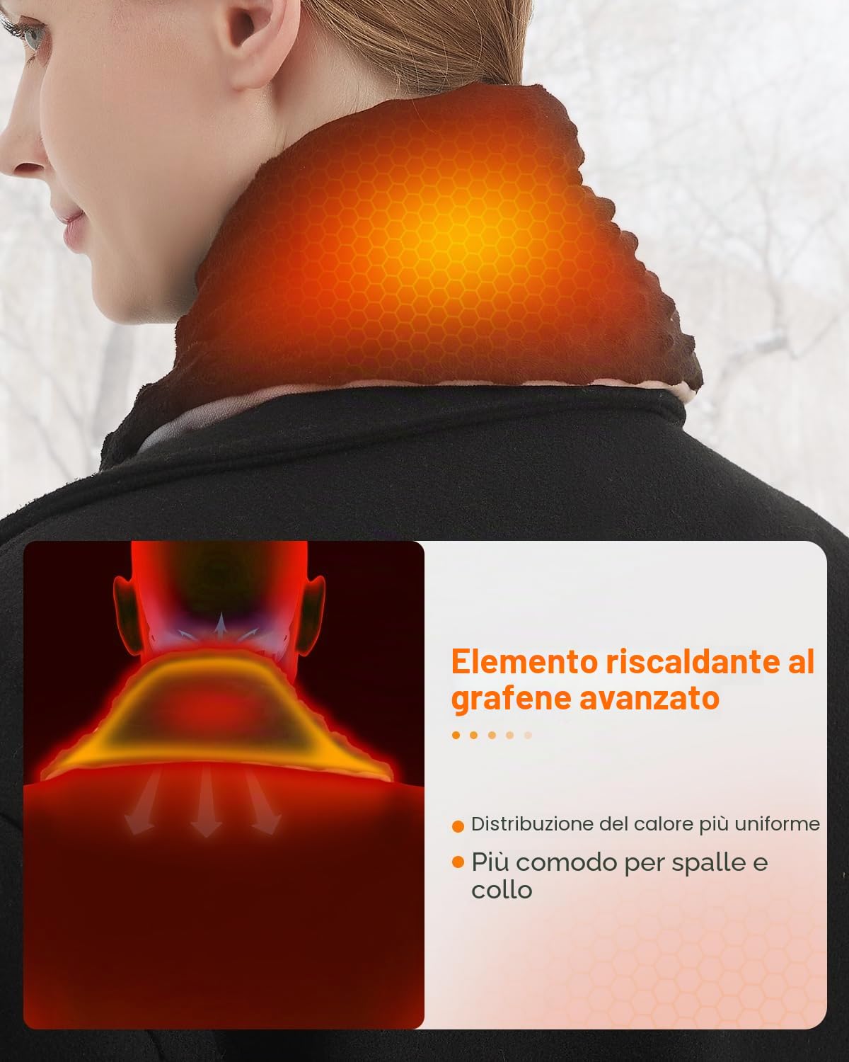 FERNIDA Sciarpa riscaldata, scaldacollo per uomo e donna, con batteria leggera, antivento, USB, elettrica, per neve, sci, escursionismo, pesca, ciclismo, Nero , Taglia unica