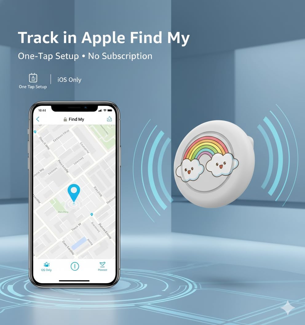 Smart Brooch Tag Pin – Lovely Waterproof Clip-On Mini Item Locator (Compatible with Apple Find My, iOS Only), Invisible Tag for Clothing, Bags & Accessories (White)