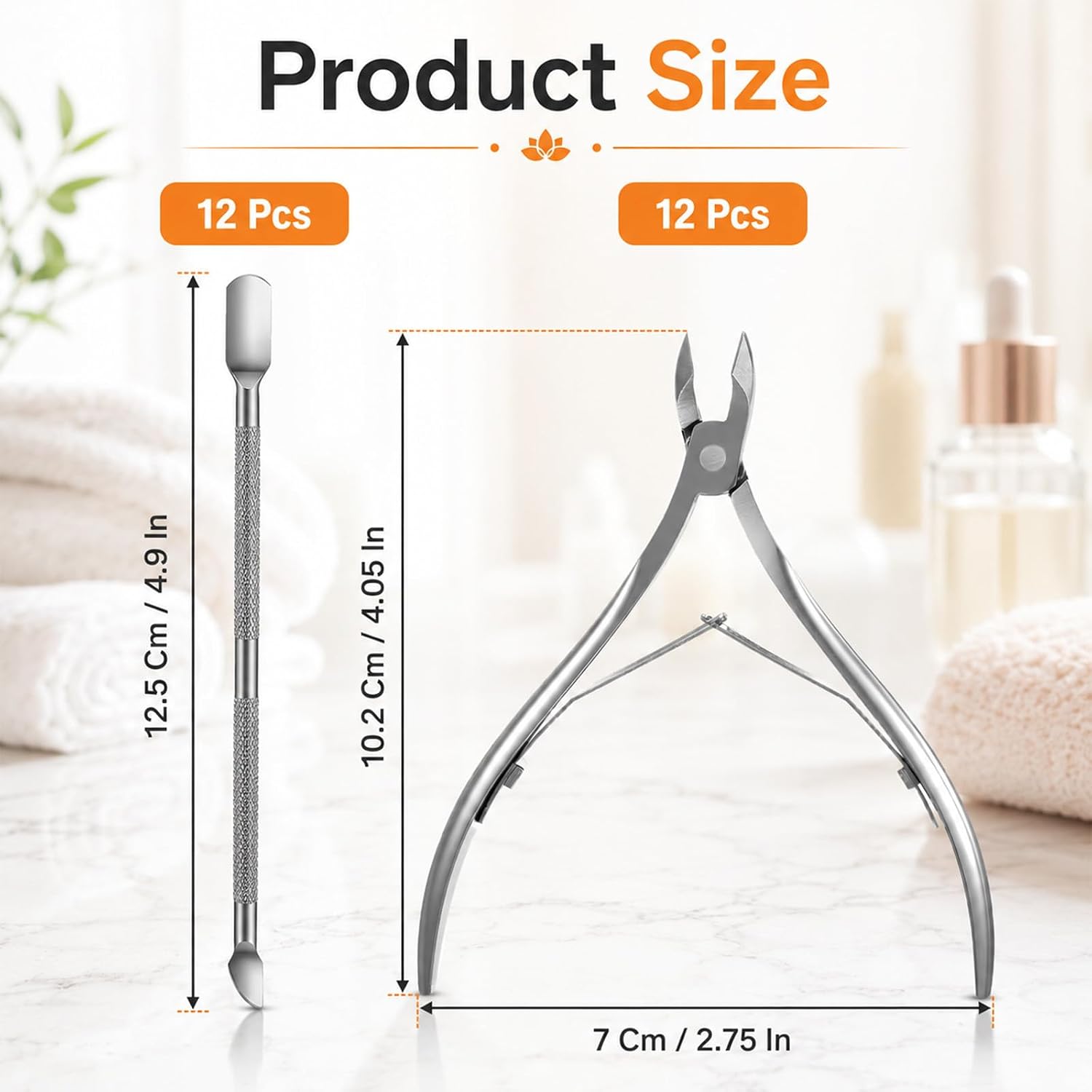 24 Pcs Cuticle Trimmer with Cuticle Pusher, Professional Stainless Steel | Cuticle Nippers, Cutter Clippers and Cuticle Remover Dead Skin Remover Manicure Tools for Fingernails, Toenails (Silver)
