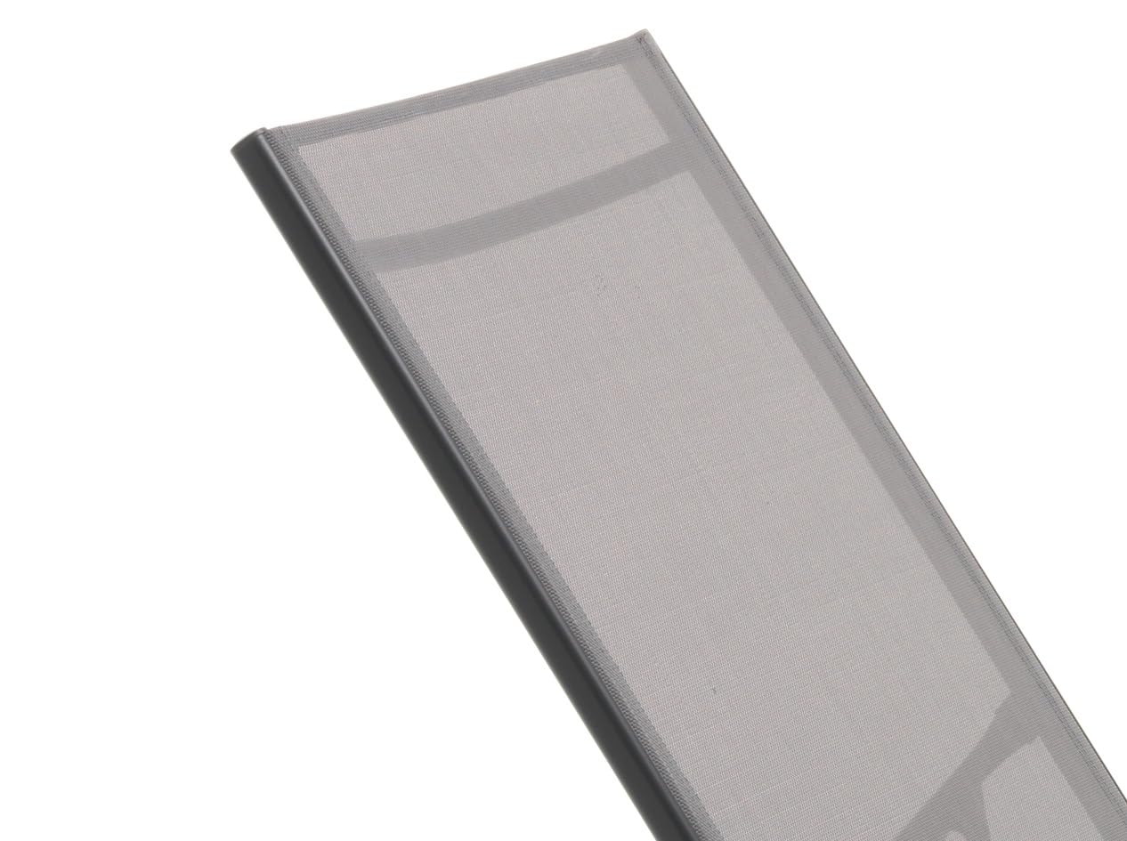 Lettino Prendisole Da Giardino Alamos Pieghevole In Alluminio Verniciato Antracite Con Ruote Posteriori, Impilabile E Regolabile In 5 Posizioni, L 192 x P 60 x H 91 Cm, Seduta In Textilene