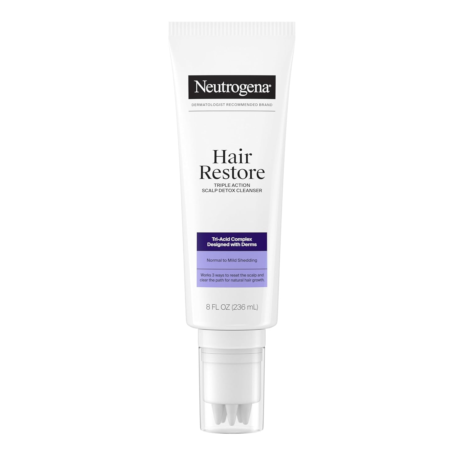 Neutrogena Hair Restore Triple Action Scalp Detox Cleanser, Triple Acid Scalp Detox & Clarifying Treatment to Remove Dead Skin Cells, Clear Scalp Buildup, Sulfate-Free, 8 fl. oz