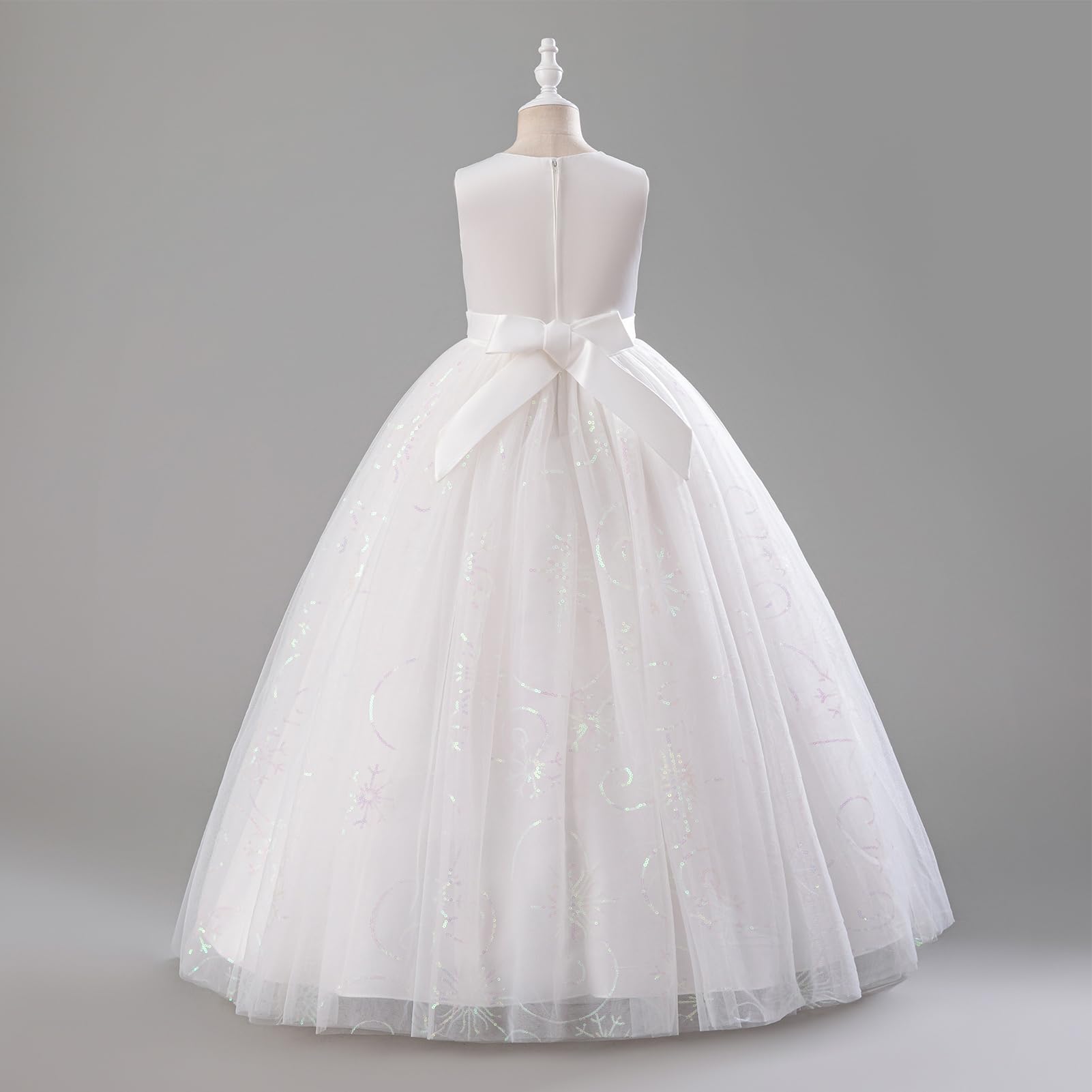 IBAKOM Festliche Kleider Mädchen: Prinzessin Kleid für Hochzeit Blumenmädchenkleid Brautjungfernkleider- A-Linie Sommerkleider Kommunionkleid Geburtstag Abendkleid Ballkleid Lang
