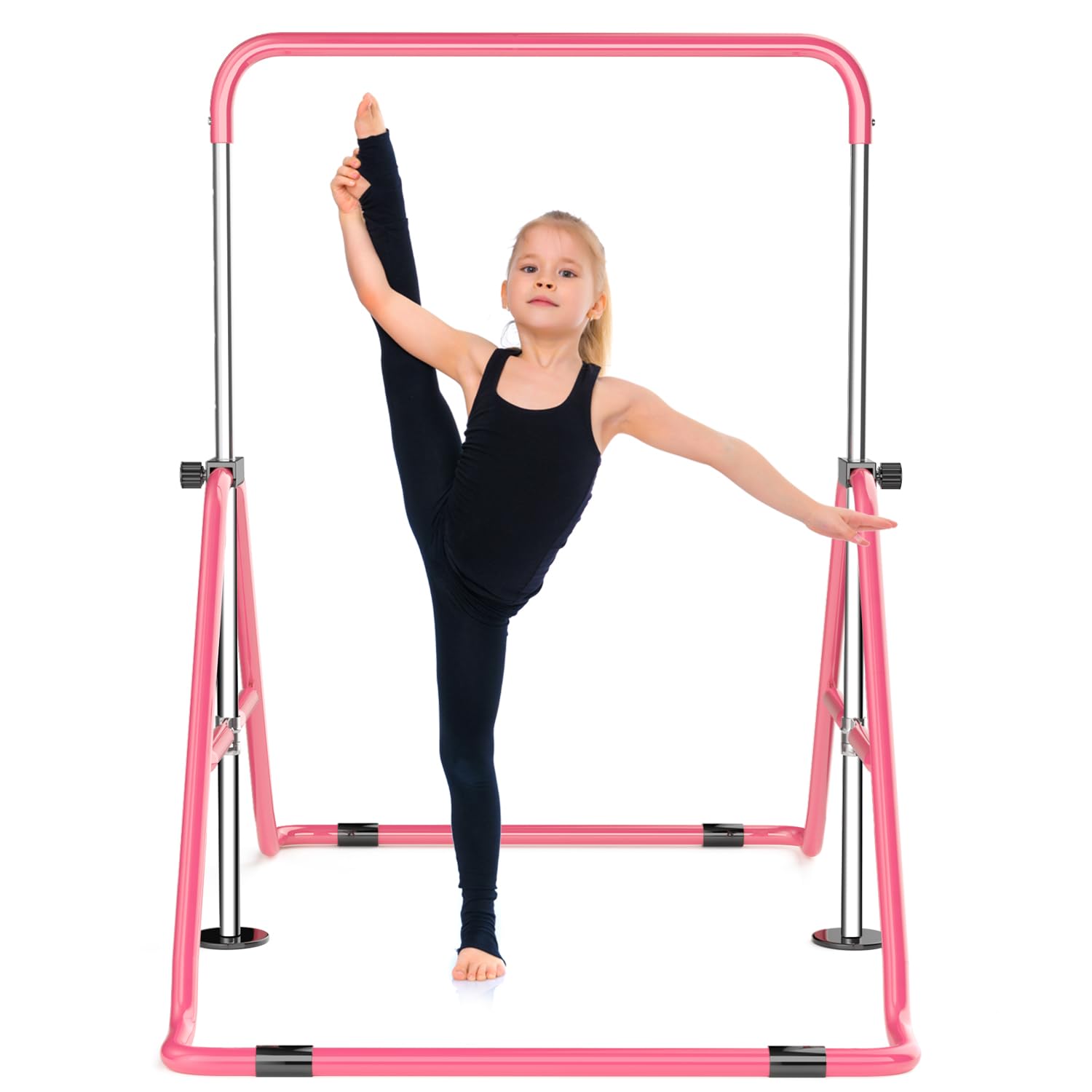 ZENOVA Gymnastics Bar Junior Kip Bar Gymnastic Horizontal Bar Height Adjustable, Foldable Gym Bar Monkey Bar for Kids