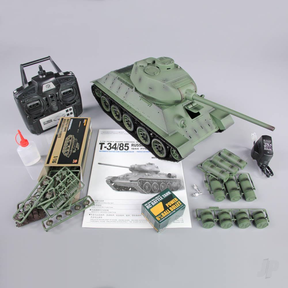 Henglong 1:16 Russian T-34/85 1944 RTR RC Tank (IR, Shoots, Smokes & Sound)