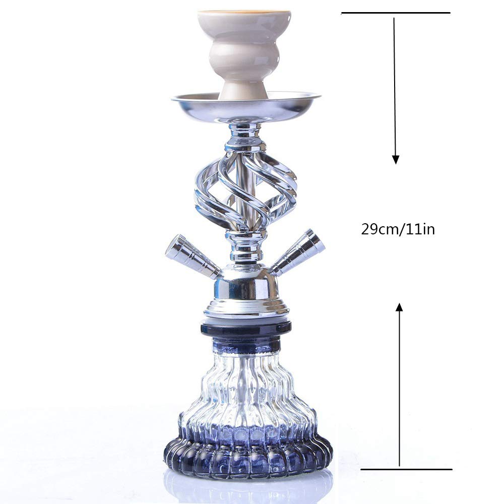 Kit Completo de Tubo de Cachimba con Sistema de Gestión de Calor, Recipiente de Cerámica, Manguera Y Pinzas de Silicona Lavables, Luz LED Y Control Remoto Shisha