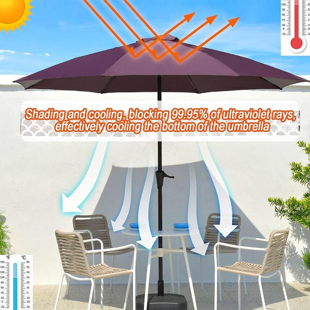 Toldo De Recambio Para Sombrilla 6 Varillas 8 Varillas 2.7 Metros 3 Metros Tela De Reemplazo De Paraguas Impermeable Anti-Ultravioleta Cubierta De Repuesto Para Paraguas De Mercado(Color:Caqui,Tamaño: