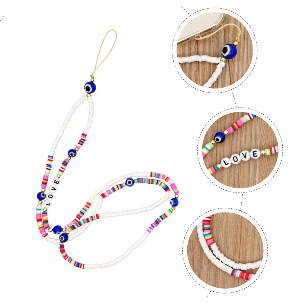 OSALADI 4pezzi Ciondolo Per Telefono Con Perline Colorate Lanyard Antifurto Per Smartphone Cinghia Da Indossare Al Collo o Al Polso Accessorio Elegante e Pratico Per Donne e Ragazze