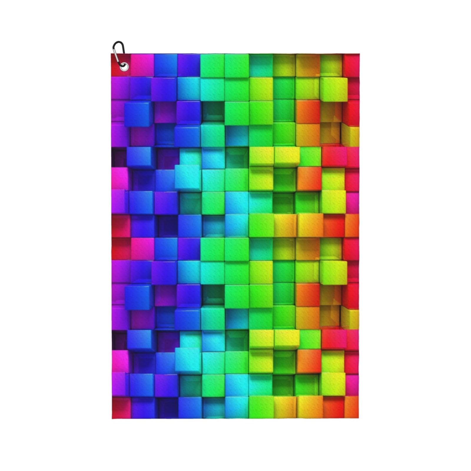 Hnnkloy Rainbow Color Plaid, 16x24 in Portable Waffle Golf Towels with Carabiner Clip for Golf Bag