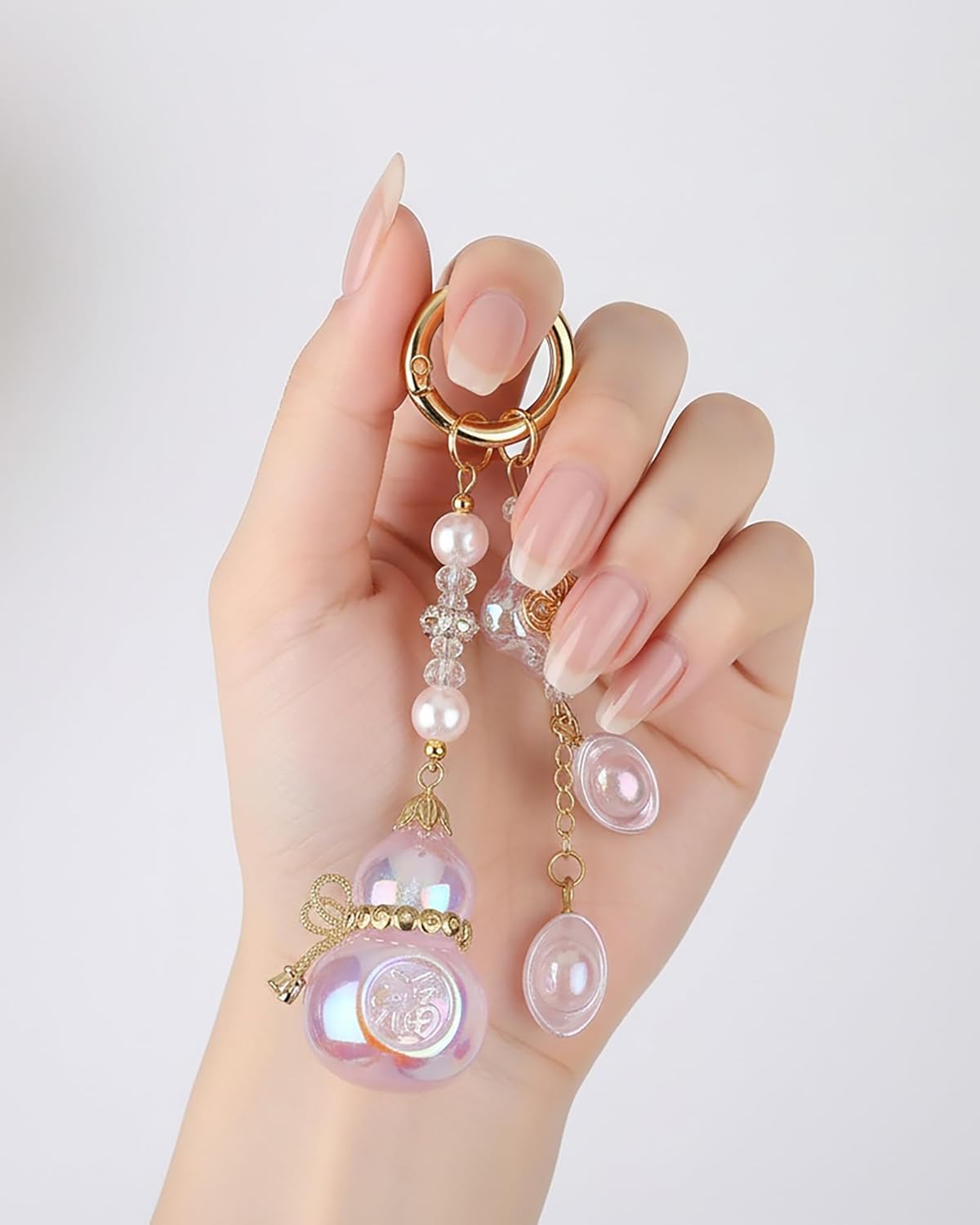 phone chain Handmade Iridescent Gourd Beaded Wrist Accessory, Chinese Style Detachable phone wrist strap for Daily Wear & Gifting