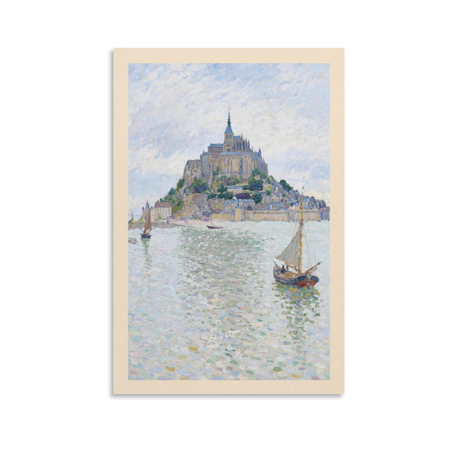 KVIINKD Mont Saint-michel France Tidal Monastery Oil Living Bed Room Decor Modern Aesthetic Wall Art Posters Gift For Friend Unframe-style 08x12inch(20x30cm)