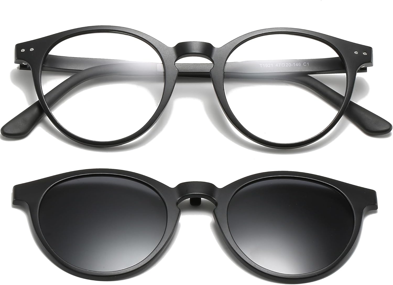 Retro Round Polarized Magnetic Clip on Sunglasses Men Women for Small Face Optical Glasses Frame Vintage Eyeglasses