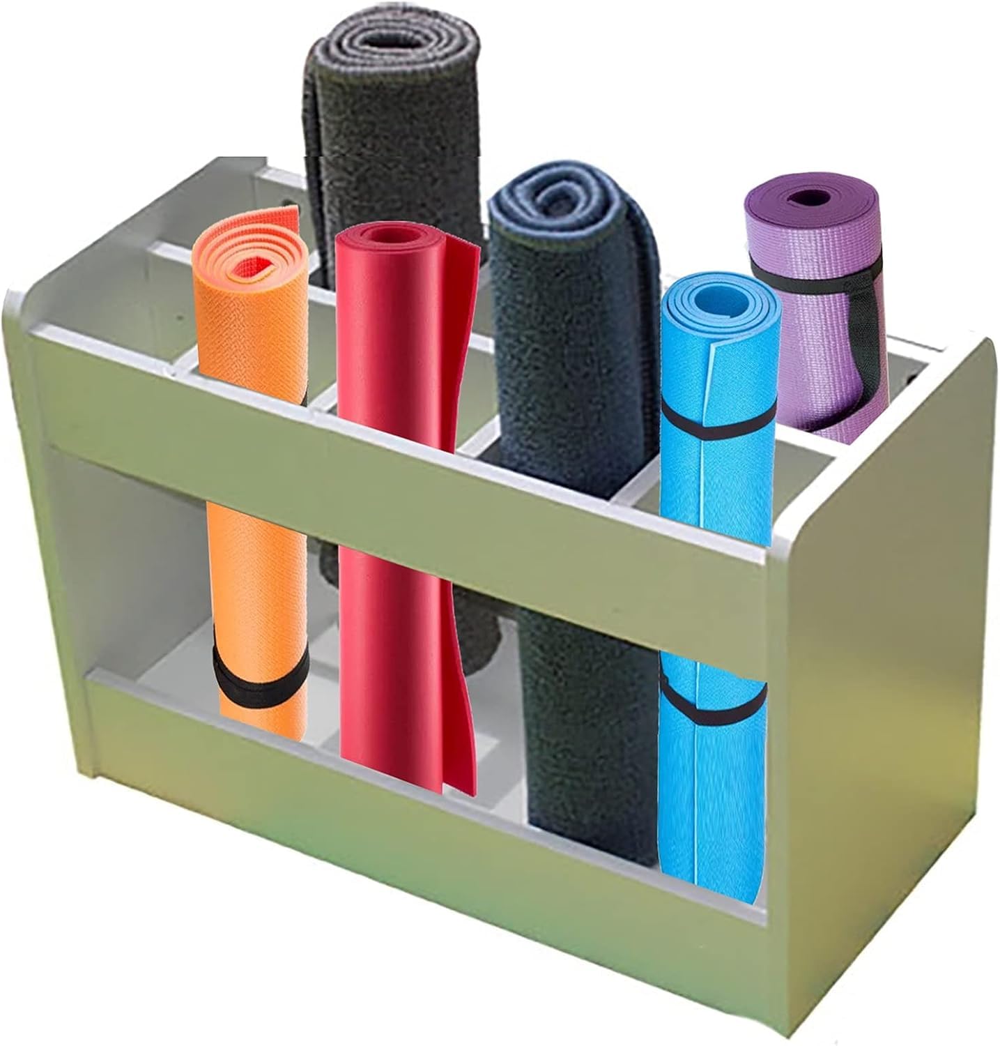 Support tapis de yoga grande capacité, rangement au sol en bois M