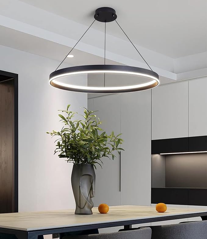 Bellastein Eetkamer Lampen Eettafel Lamp LED Hanglampen Moderne Hanglamp Met Afstandsbediening Hanglamp Hoogte Verstelbare Kroonluchter Voor Eetkamer Woonkamer Slaapkamer Keuken Kantoor Lampen (Zwart, L40cm) photo 3