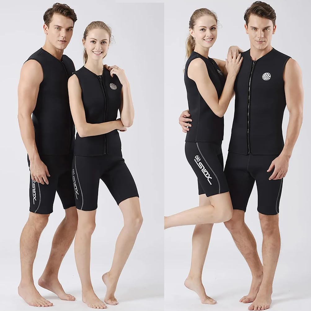 Chaleco de neopreno de 3 mm con cremallera frontal para hombre y mujer, chaqueta sin mangas para canoa, buceo, surf, esnórquel