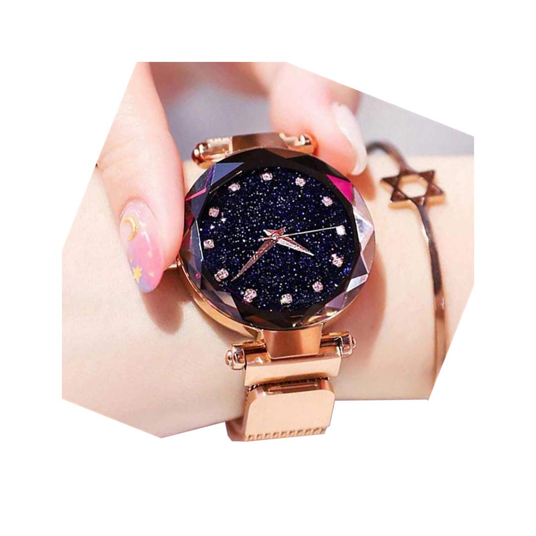 Acnos® Premium Black Round Diamond Dial with Latest Generation Rosegold Magnet Belt Analogue Watch for Women Pack of - 1 (DM-ROSEGOLD19) (B0842W6XSN) Amazon Price History, Amazon Price Tracker