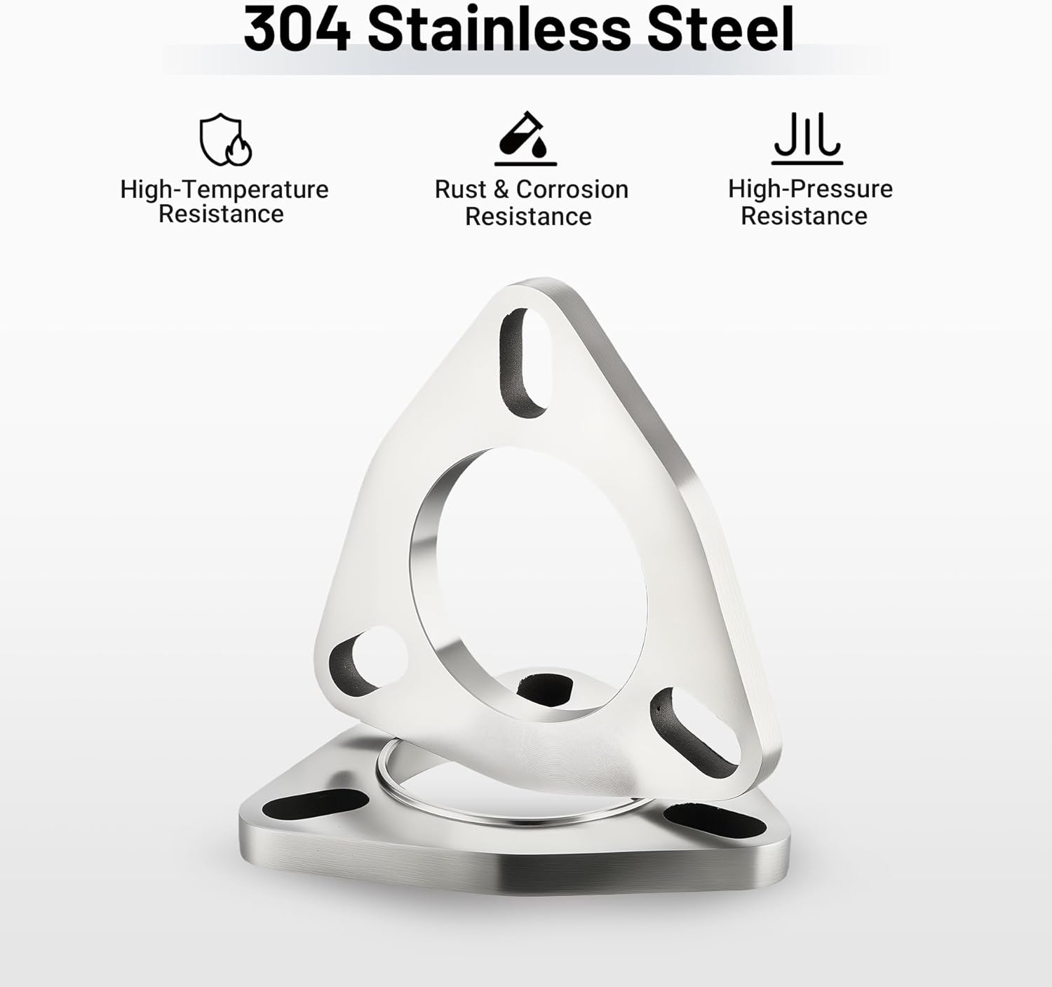 EVIL ENERGY 2 Inch 3 Bolt Exhaust Flange Connection Kit, Stainless Steel Exhaust Flange and Gasket Set with Bolts and Nuts, Exhaust Flanges with Flange Edge for Easier Welding, 2 PCS