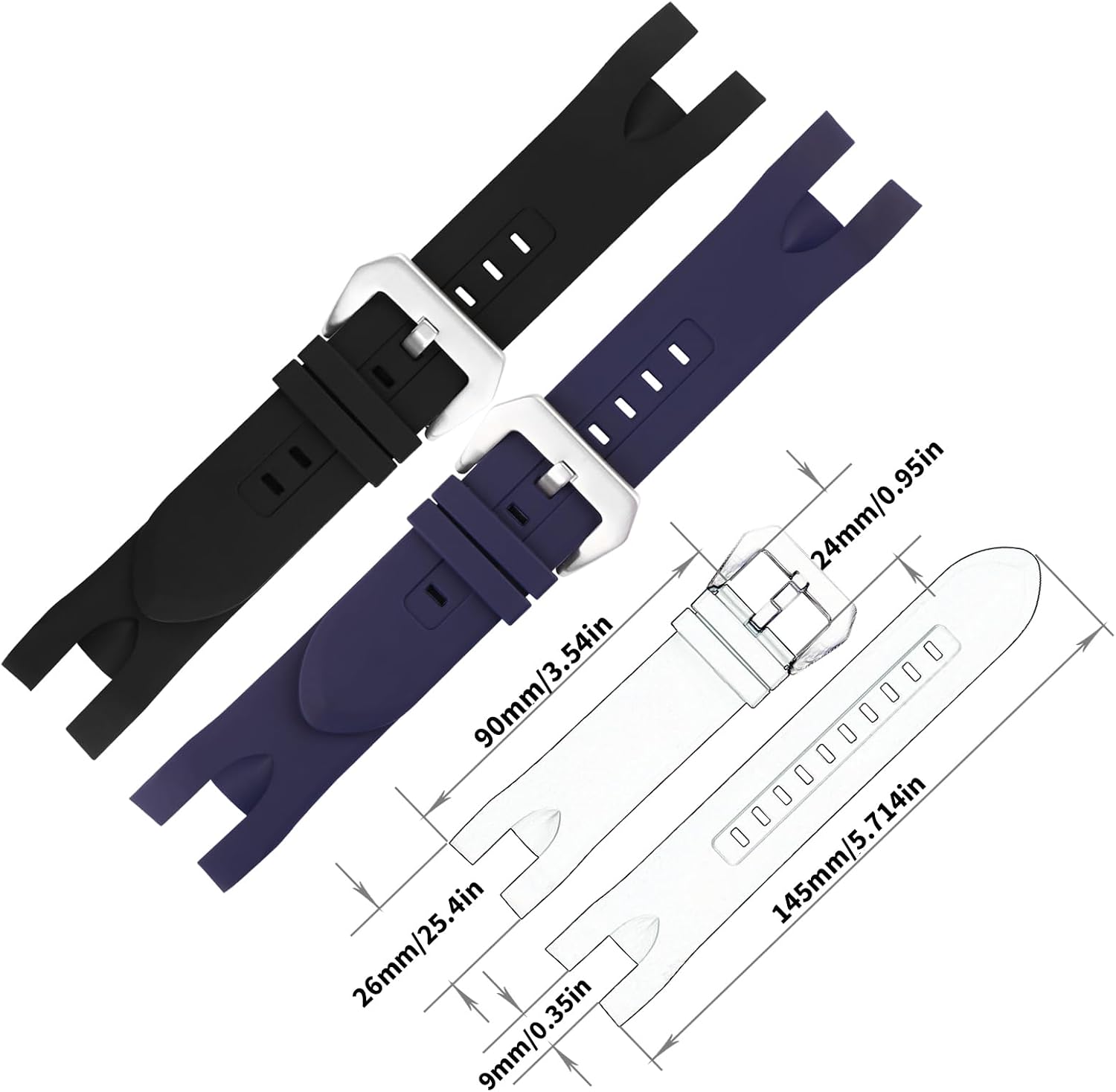 26mm Rubber Watch Band Compatible for Invicta Reserve Collection Venom 5732 1219 6118 6117 6105 6116 6110 14467 16149 18535 Silicone Strap Wirstband accessories replacement for Men and Women