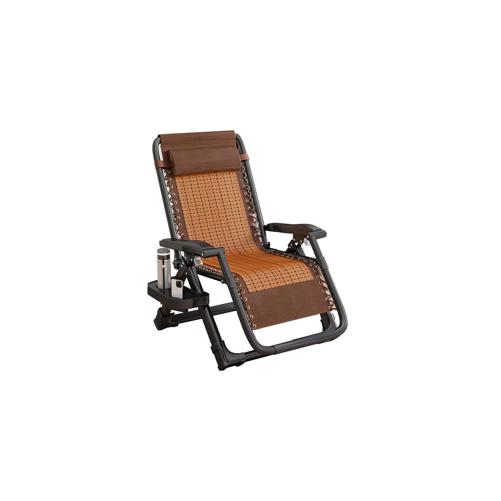 Fauteuil de jardin extérieur inclinable et chaise longue pliante de terrasse avec porte-verre