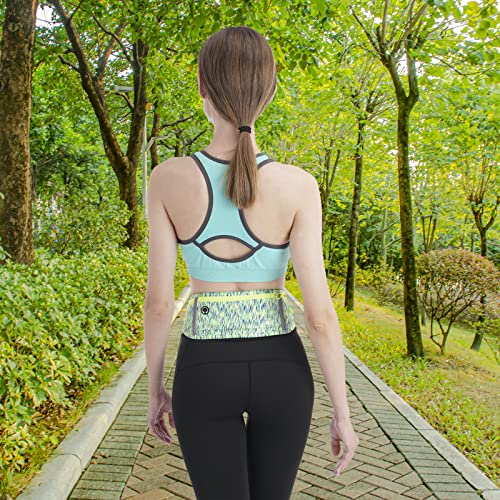 Image of USHAKE Slim Running Belt, Workout Fanny Pack for Men Women,Exercise Waist Pack for Apple iPhone Holder, Runner Belt for Running Walking Cycling Camping Gym, Green, One Size, 3 Bags / Green