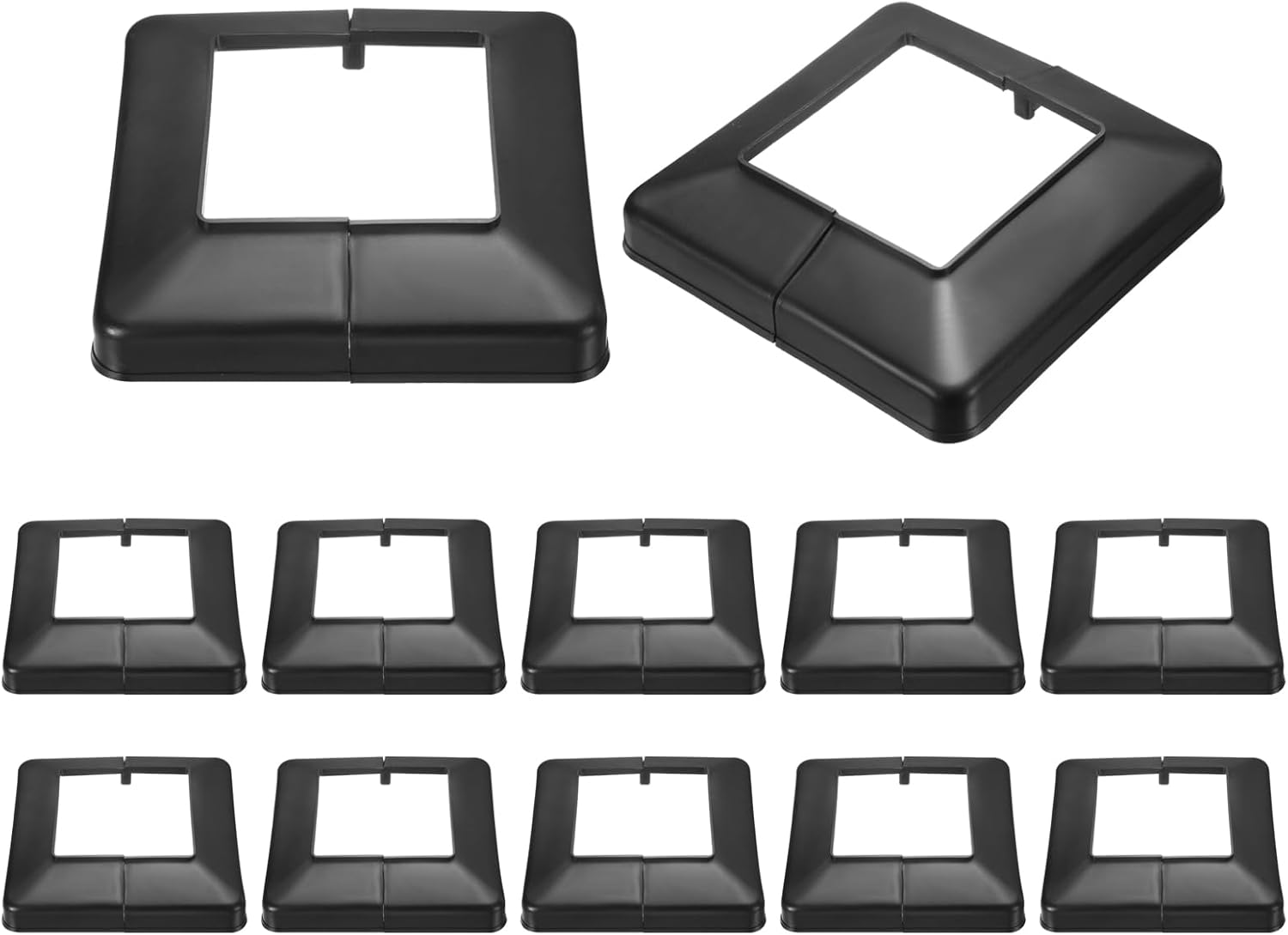 uxcell 12Pcs Post Base Cover, 7"x6.75" (Internal Size 4"x4") PVC Split Style Post Skirt, Porch Column Wrap for Post Fence Deck Cable Railing Baluster Stair Rails, Black