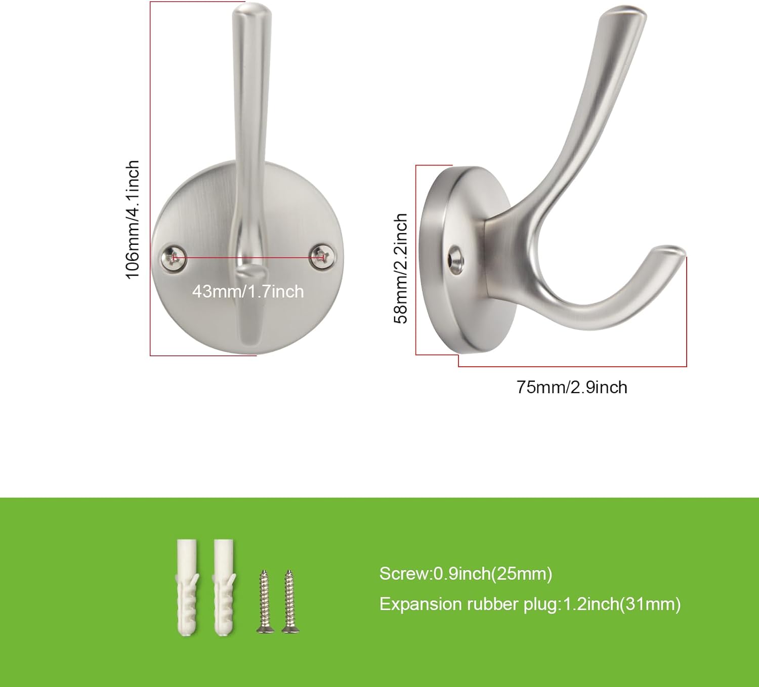 TUNNY 5 Pack Round Coat Towel Hooks - Brushed Nickel Coat Hooks for Hanging Coats Towel Hooks for Bathroom Wall Mounted Zinc Alloy Bath Towel Hooks Robe Clothes Hook Holder Heavy Duty Wall Hooks