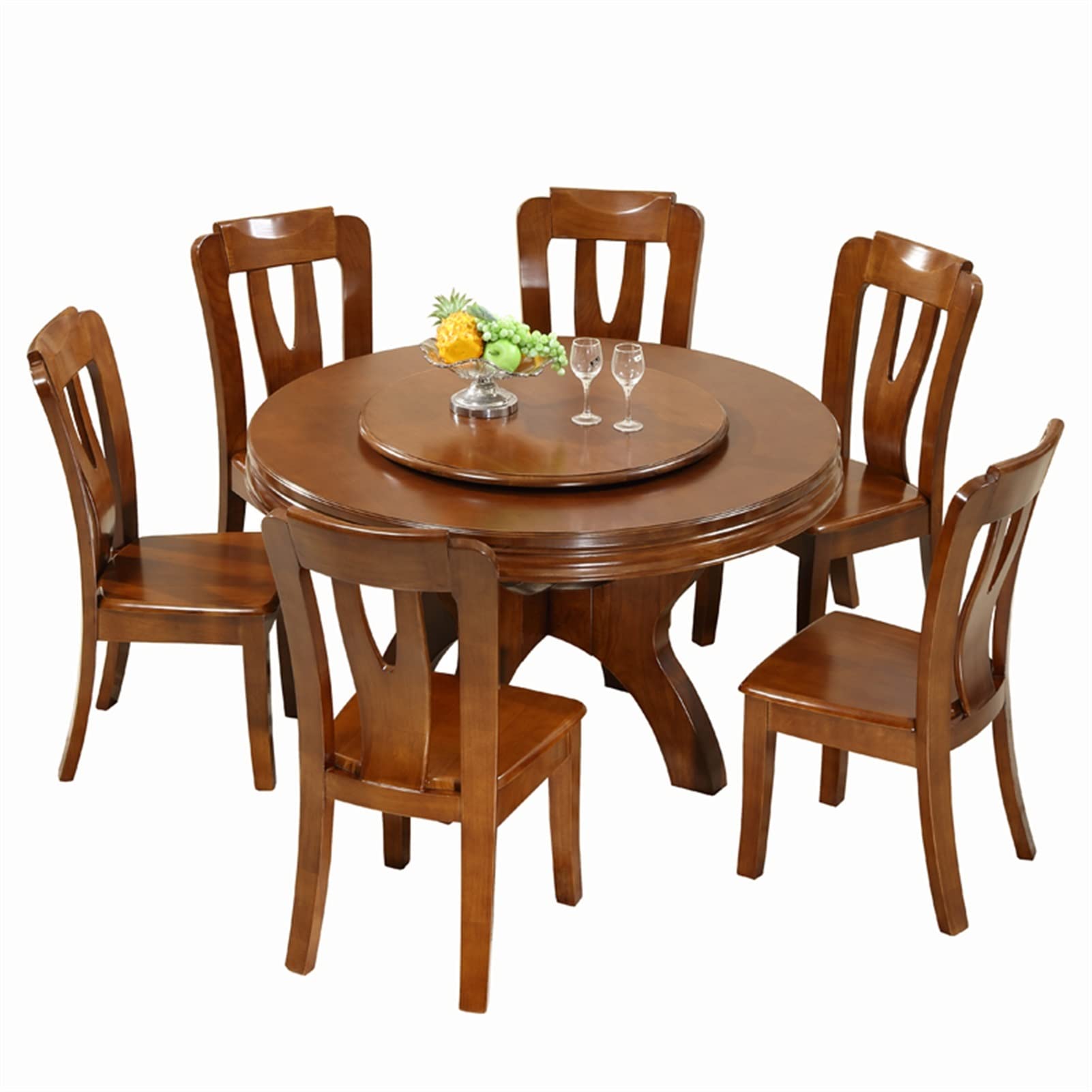 Buy XLYYLM 63" Round Dining Table with 6 Chairs, Solid Wood Round ...