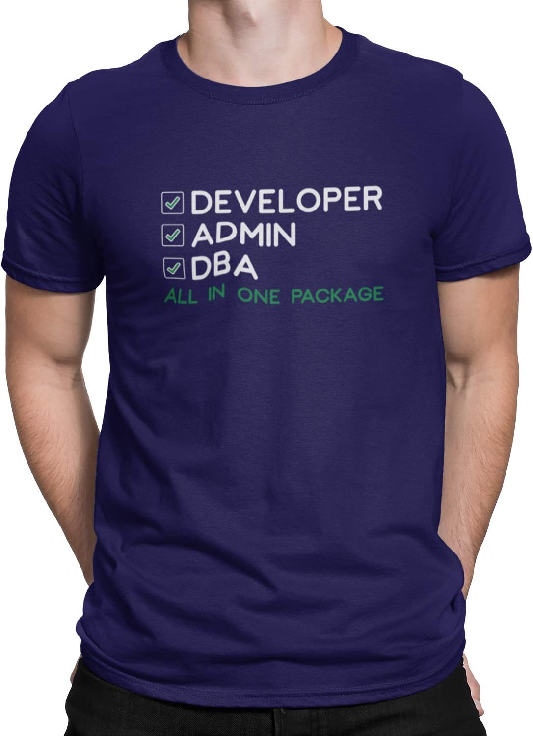 DUDEMEDeveloper Admin DBA T-Shirt, 100% Cotton T-Shirts for Programmer, Coding, Developer, Software Mens, Round Neck T Shirts for Women, Half Sleeve Tshirt for Men