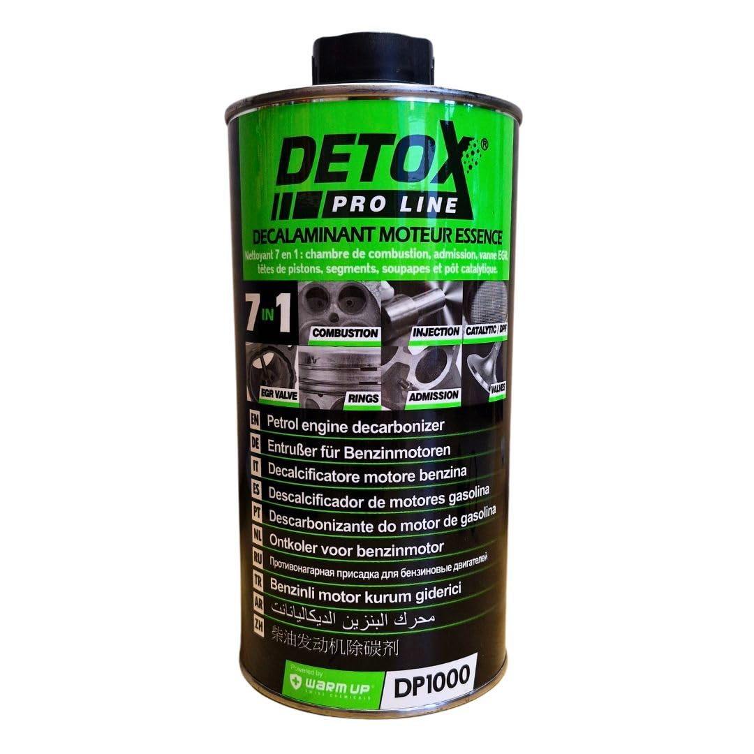 WARM UP Detox Petrol DP1000 Decarbonizzante Disincrostante Motore Benzina 7 in 1:Camera di Combustione Immissione Valvola EGR Testata Fasce Catalizzatore 1000ml