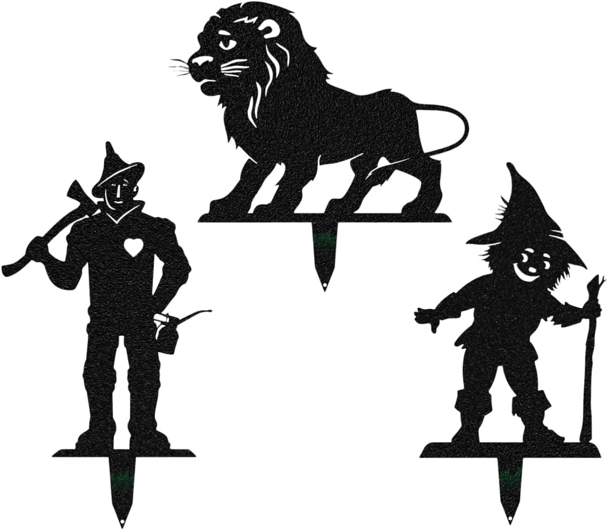 Oz Art Stakes – Set 2 | Scarecrow, Tin Man & Cowardly Lion Silhouettes | Outdoor Metal Décor | Handcrafted in Texas | Rust-Resistant American Steel | 2-Year Warranty