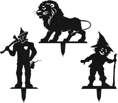 Oz Art Stakes Set 2 | Scarecrow, Tin Man & Cowardly Lion Silhouettes | Outdoor Metal Decor | Handcrafted in Texas | Rust-Resistant American Steel |